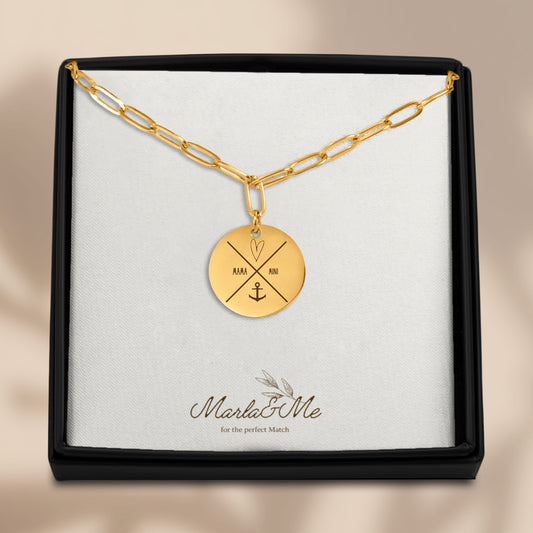 Halskette personalisiert mit Herz und Anker